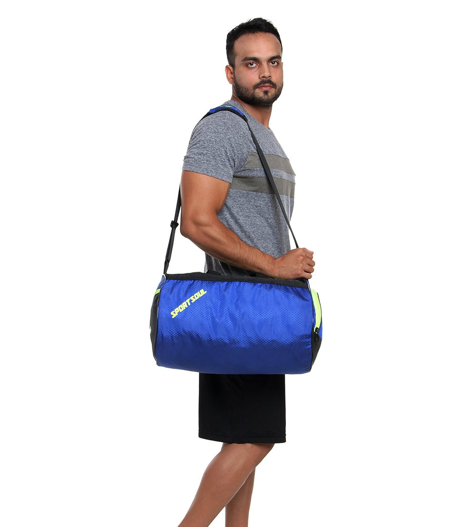 SportSoul Polyester Gym Bag with Shoe Pocket (Blue)