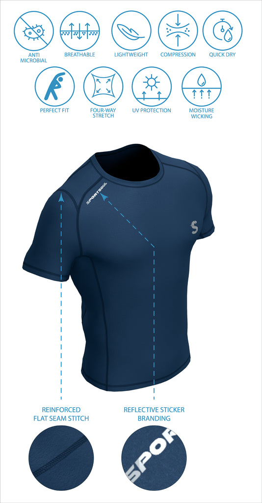  6 Pack Mens Compression Shirt Short Sleeve Athletic